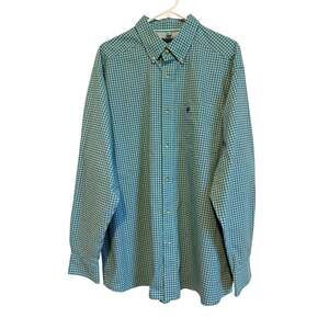 Ariat Pro Series Teal Check Button Up Shirt Long Sleeve Logo XL 16T Western